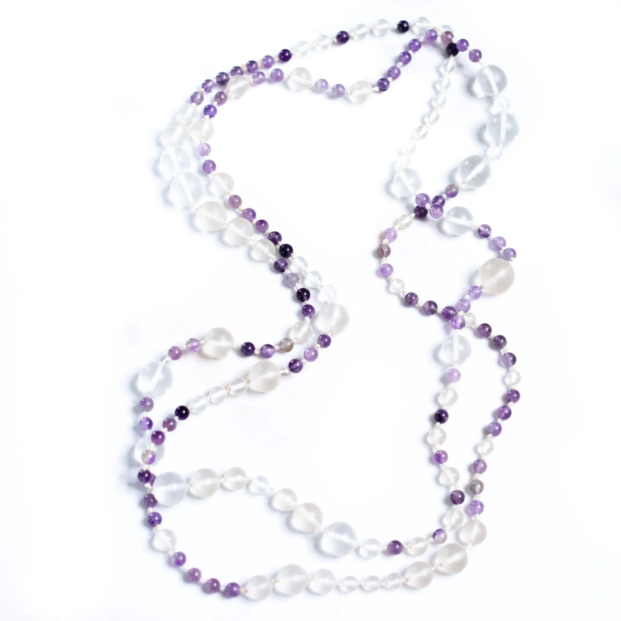 Vintage Art Deco Czech Frosted Bead and Faceted Purple Long Beaded Necklace