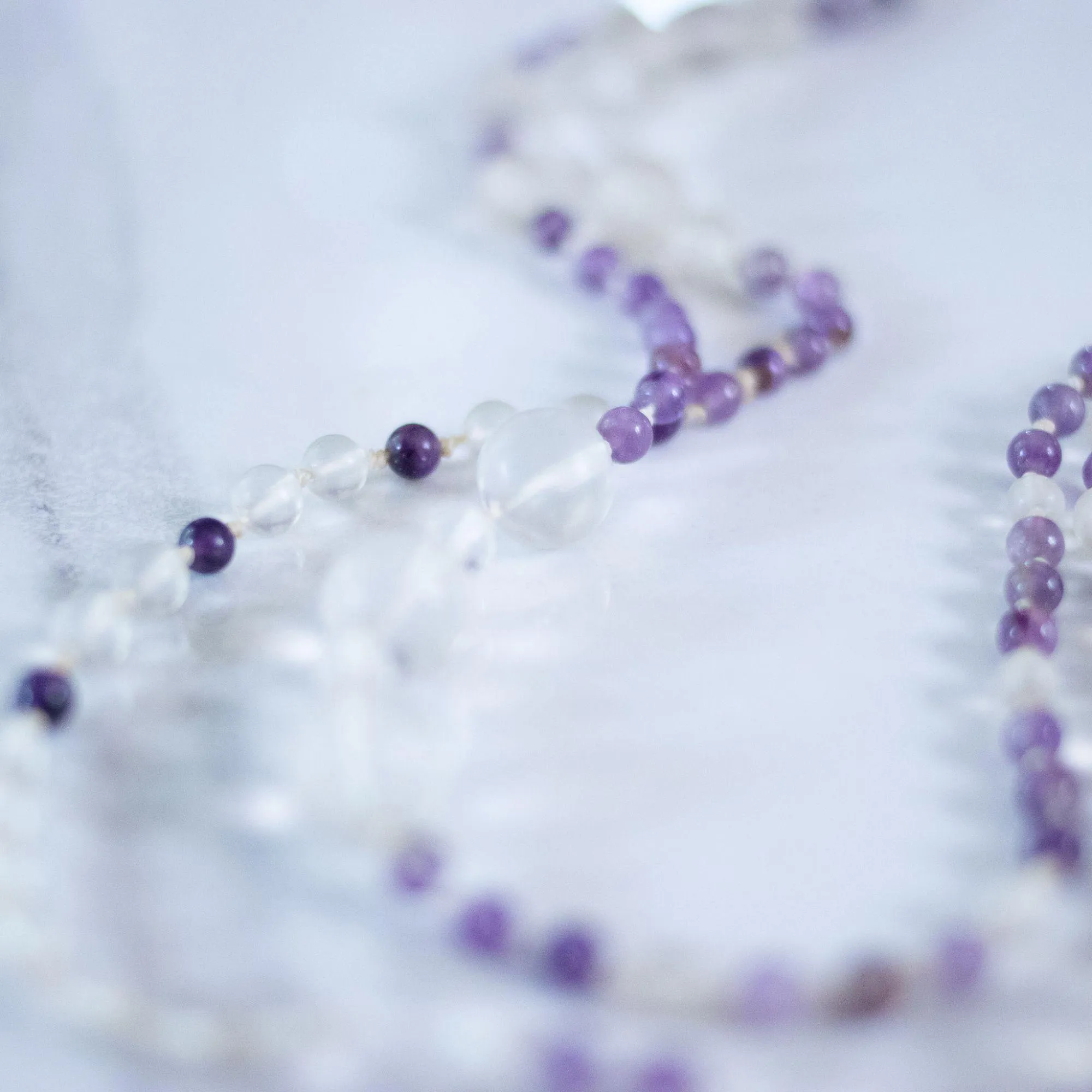 Vintage Art Deco Czech Frosted Bead and Faceted Purple Long Beaded Necklace
