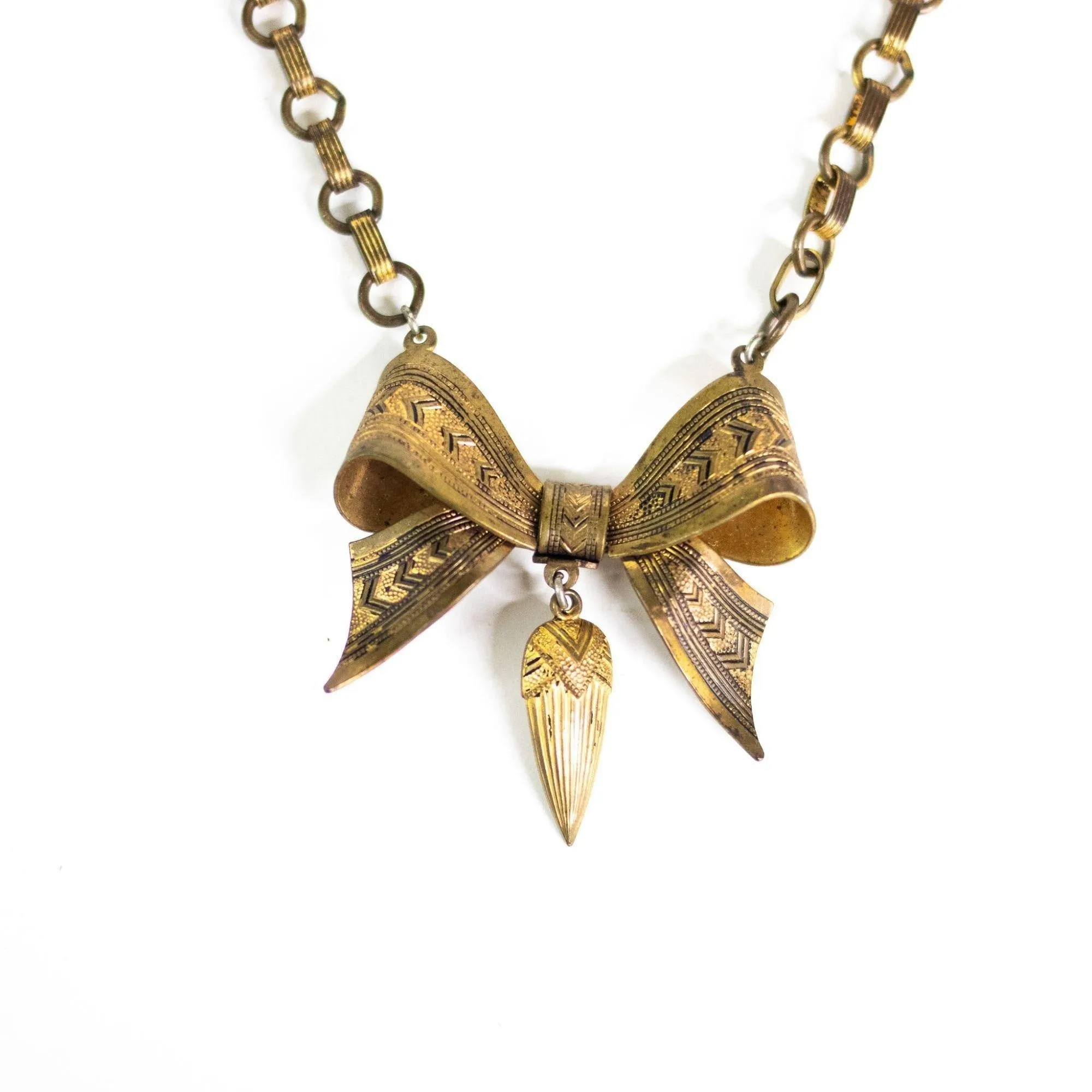 Vintage Art Deco Era Czech Bow Brooch Necklace