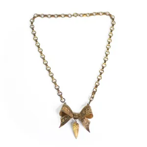 Vintage Art Deco Era Czech Bow Brooch Necklace