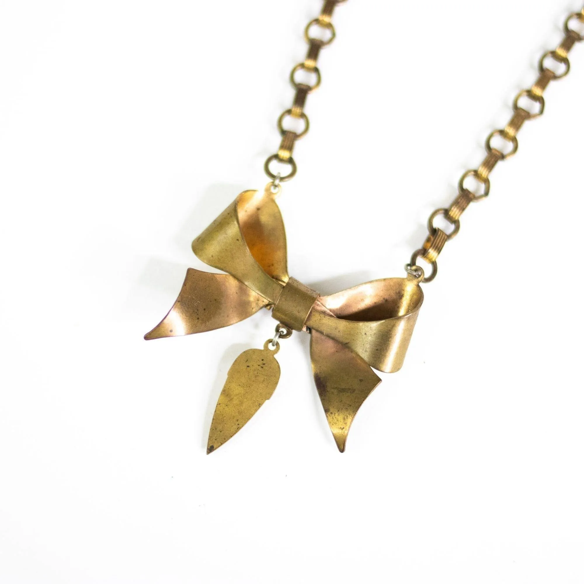 Vintage Art Deco Era Czech Bow Brooch Necklace