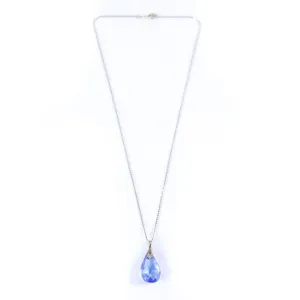 Vintage Art Deco Era Gold Filled Blue Crystal Pendant Necklace