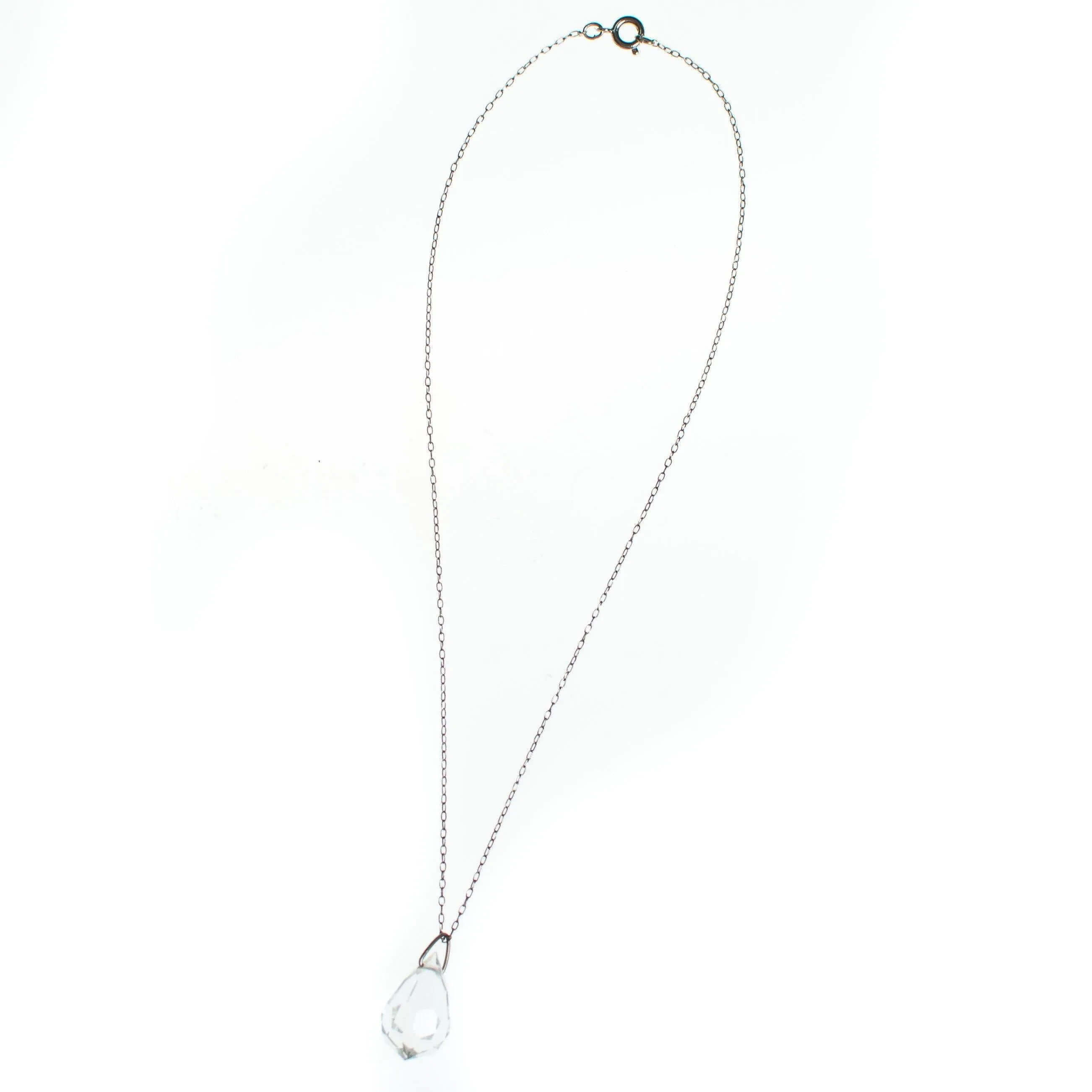 Vintage Art Deco Faceted Crystal Pendant Necklace
