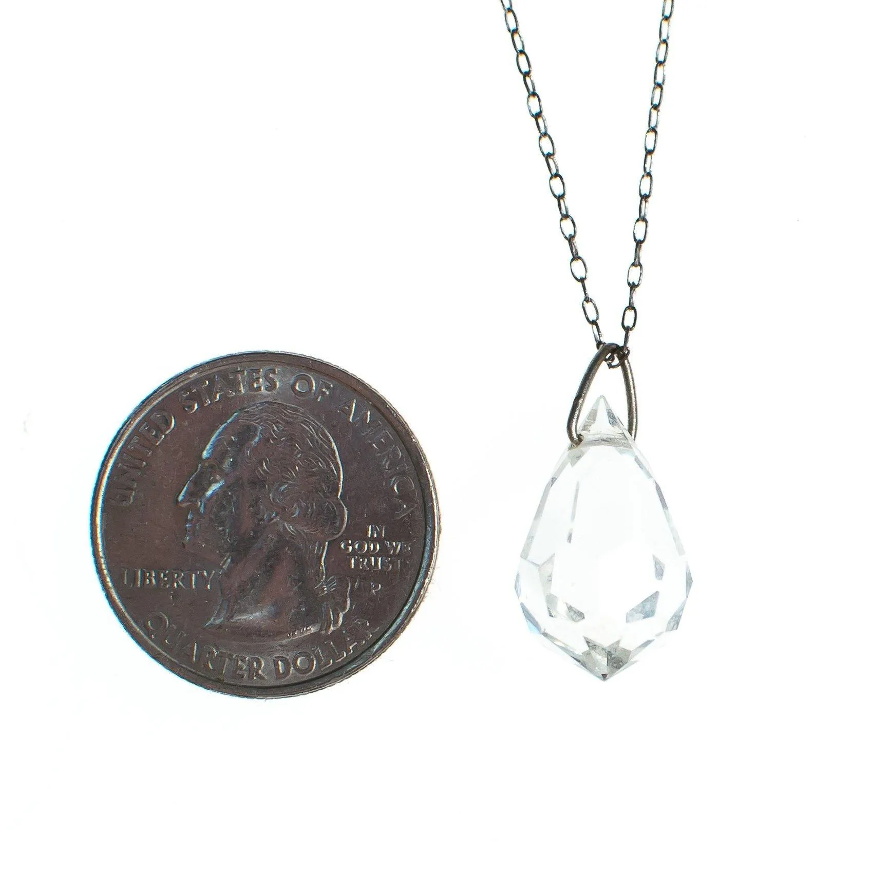 Vintage Art Deco Faceted Crystal Pendant Necklace