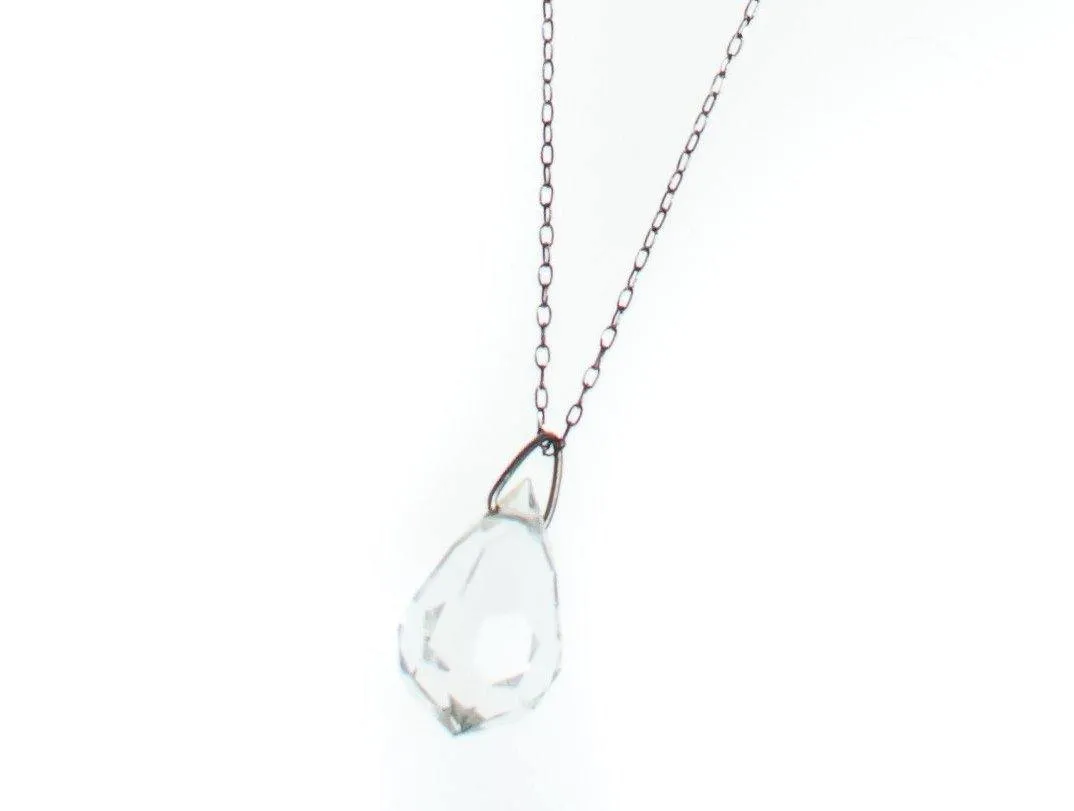 Vintage Art Deco Faceted Crystal Pendant Necklace