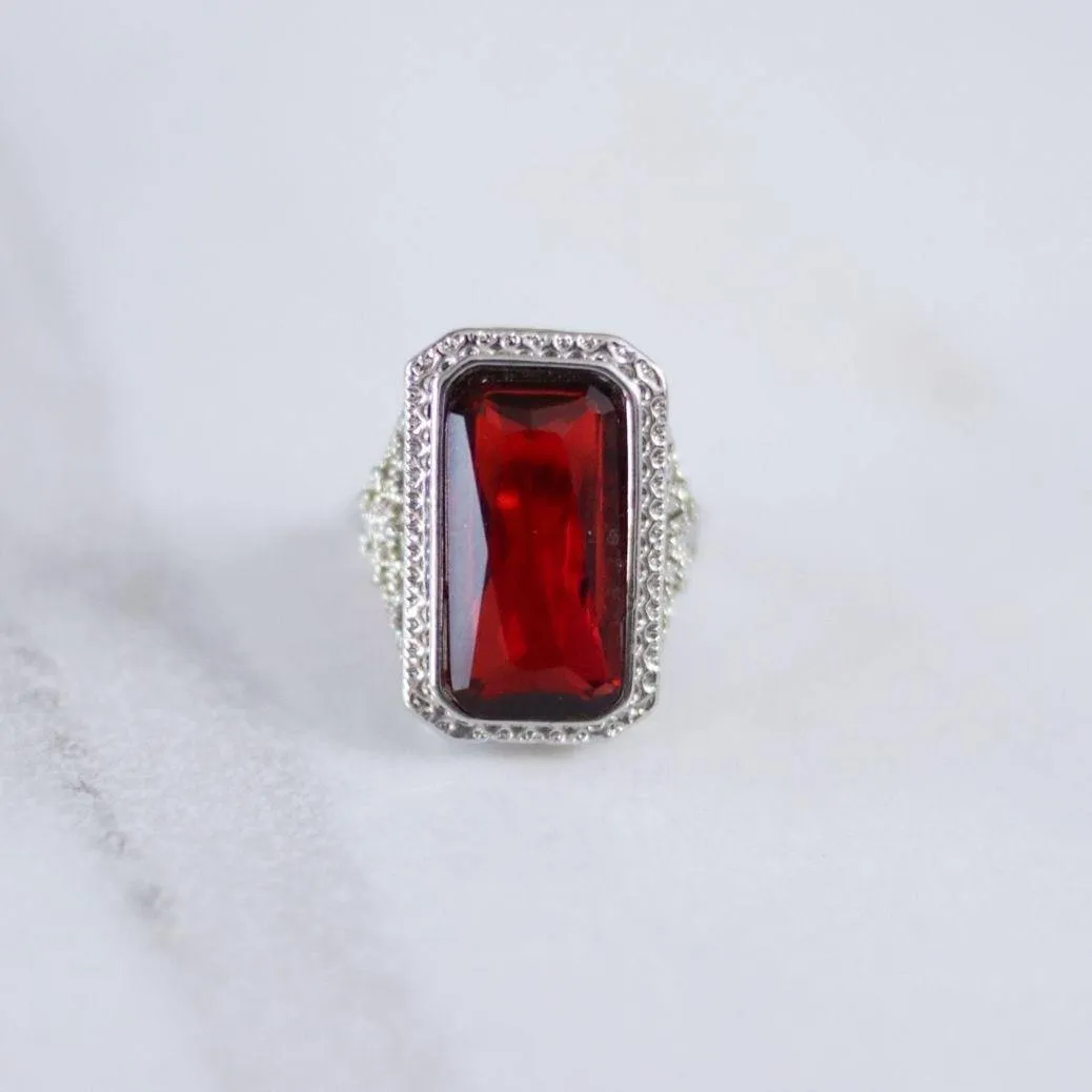 Vintage Art Deco Garnet Crystal Ring