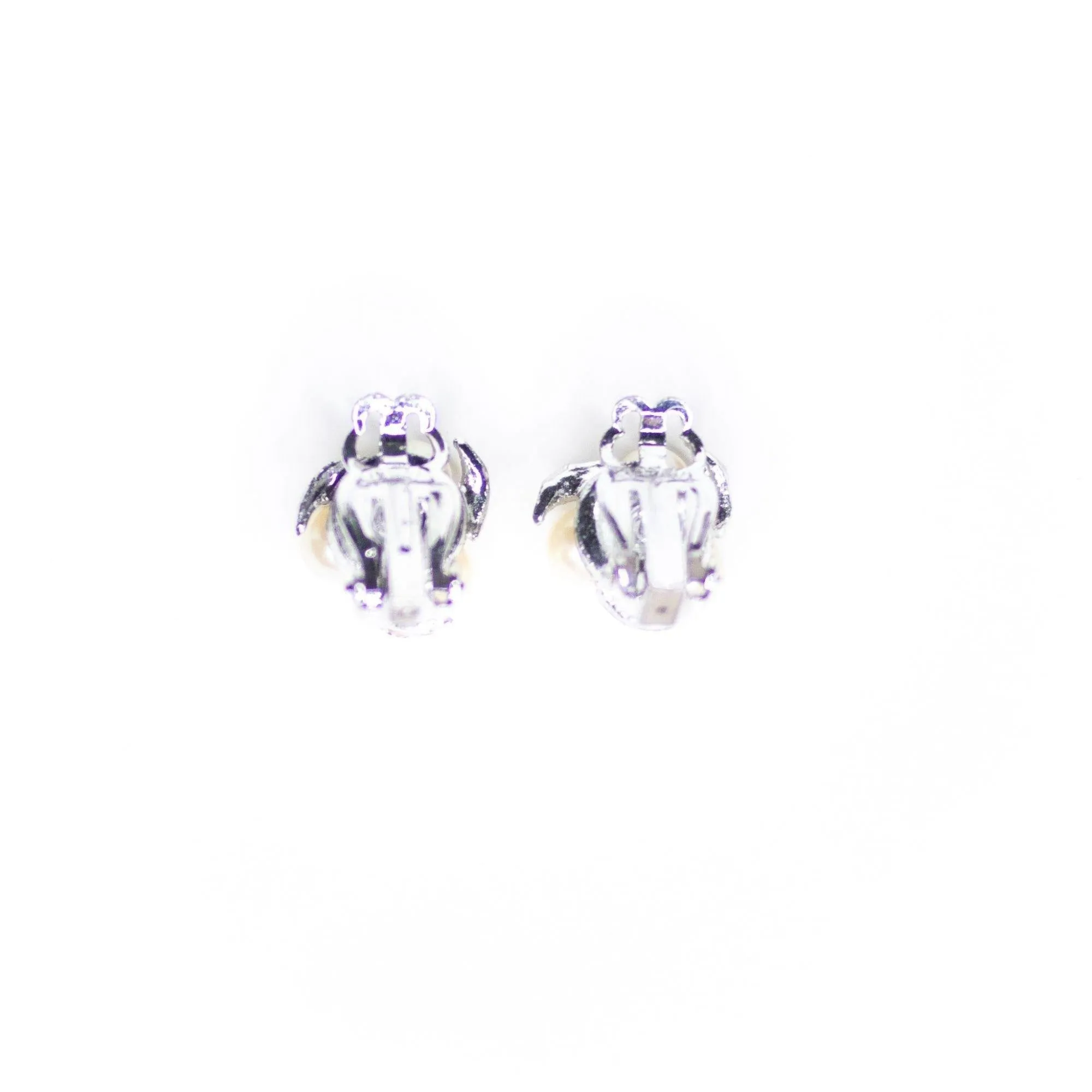 Vintage Art Deco Pearl and Diamante Clip Earrings