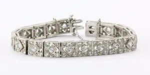 Vintage Art Deco Sterling Silver White Spinel Tennis Bracelet