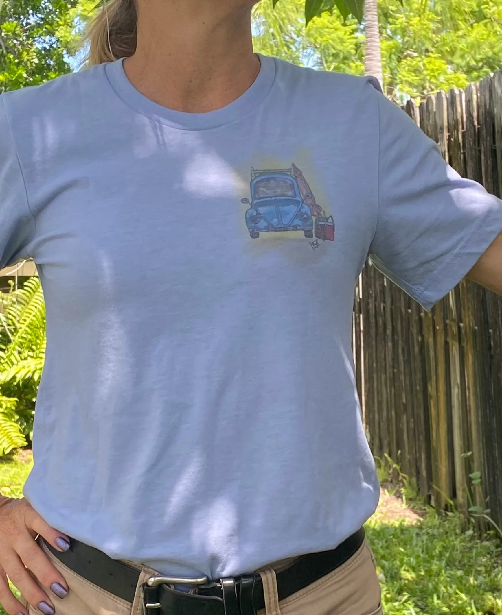 Vintage Beach Bug T-Shirt - Cotton Blend Scoop Neck