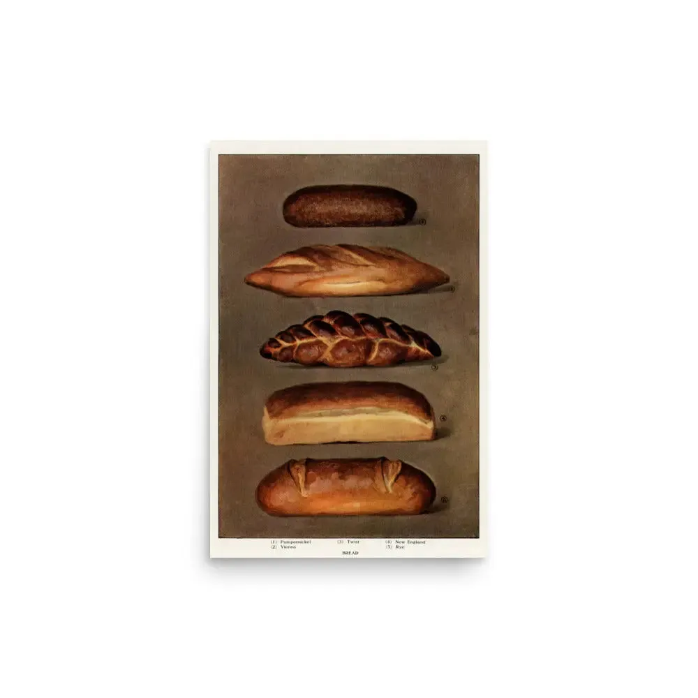 Vintage Bread Loaves – Rustic Kitchen Art Poster (Unframed)