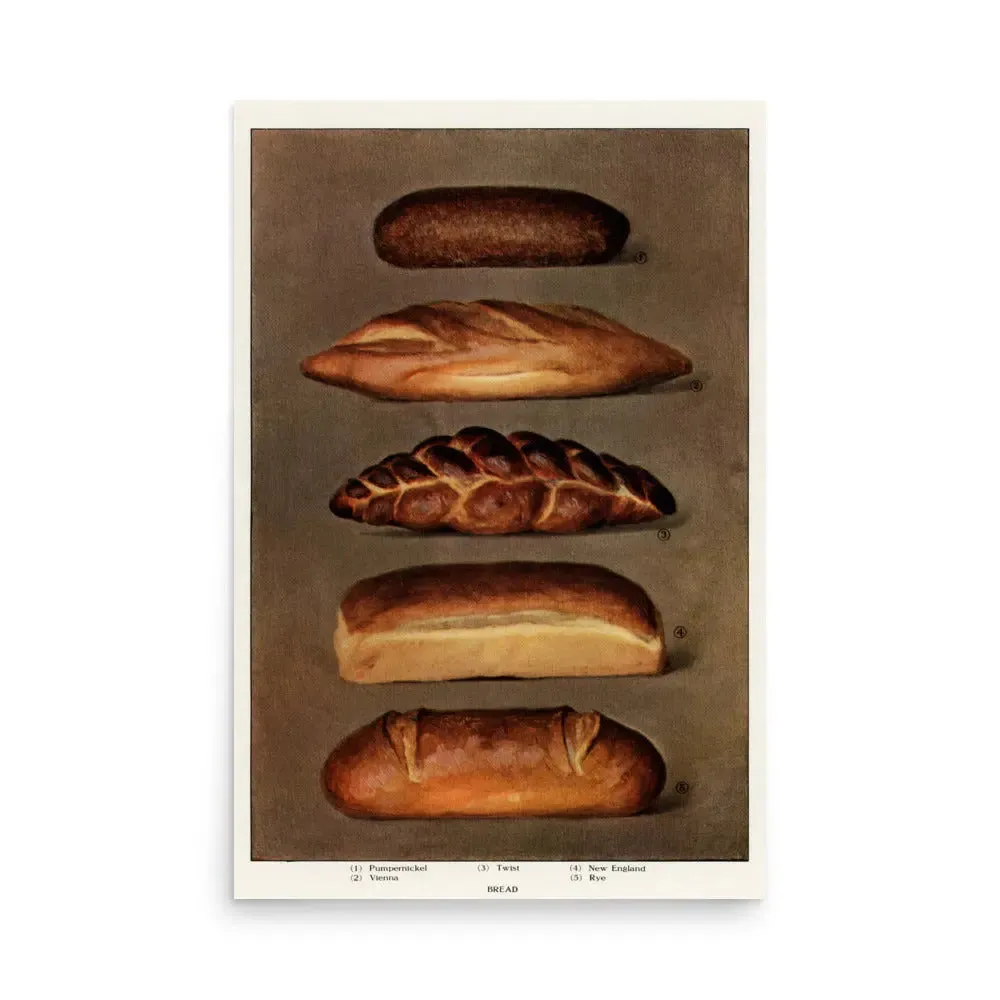 Vintage Bread Loaves – Rustic Kitchen Art Poster (Unframed)