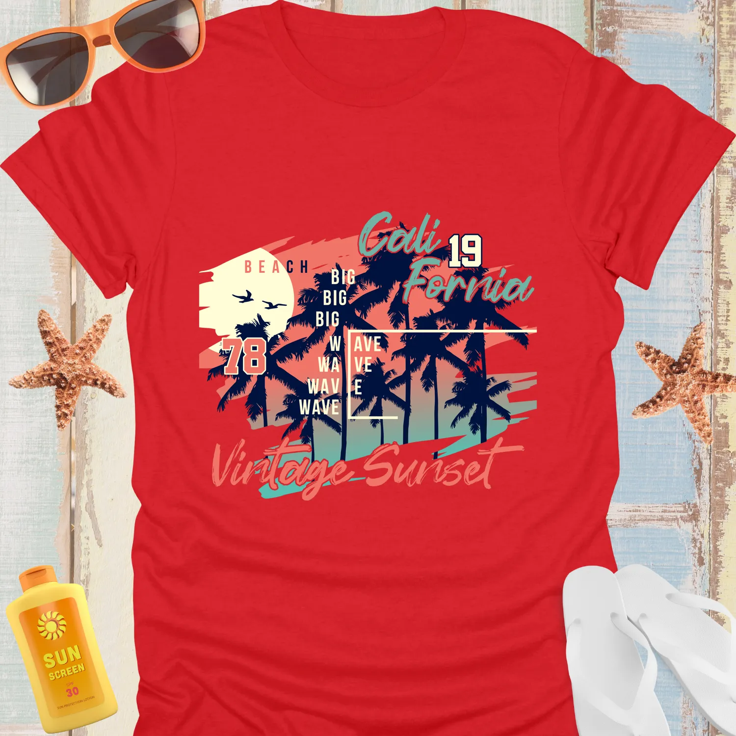 Vintage California Beach Sunset T-Shirt For Surf Lovers