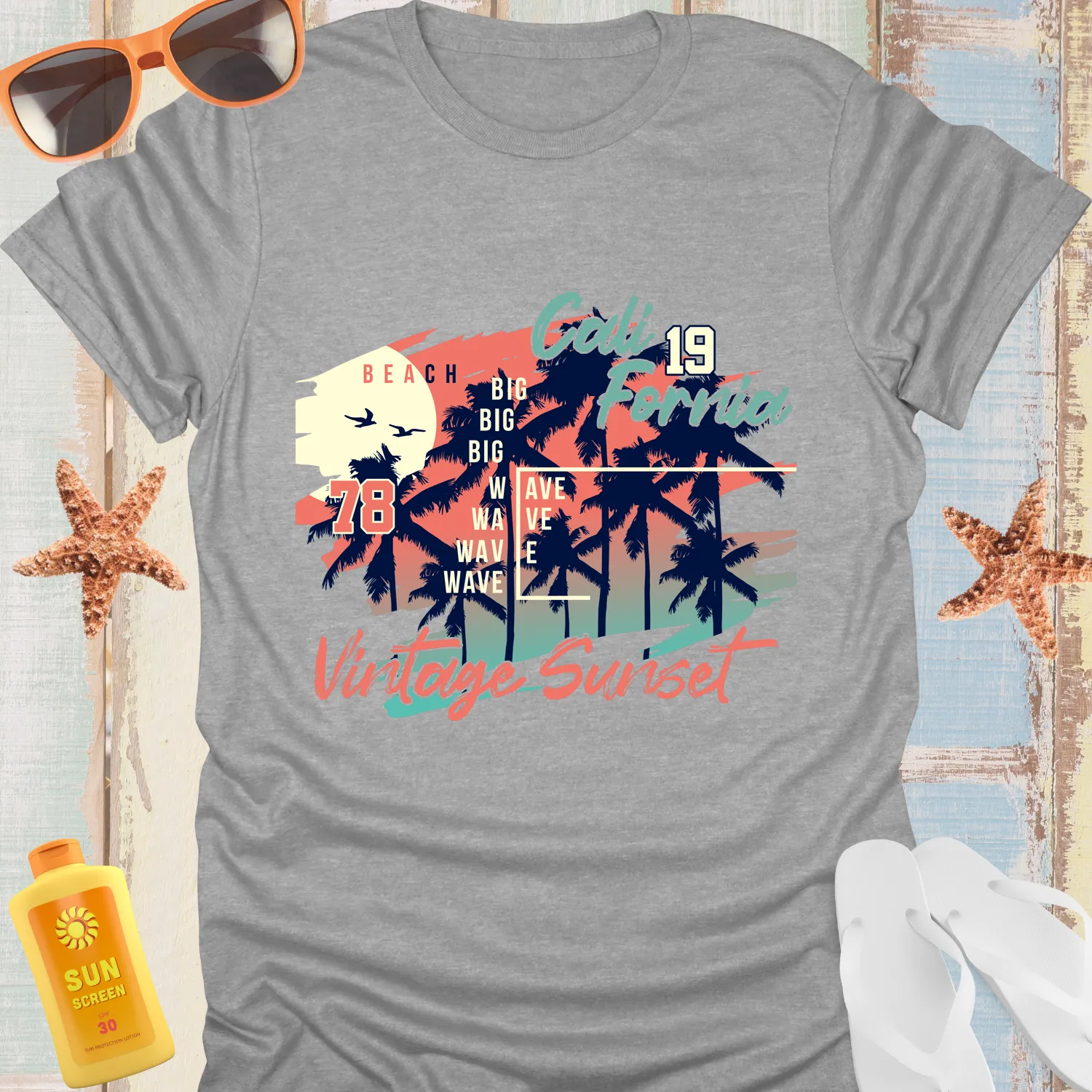 Vintage California Beach Sunset T-Shirt For Surf Lovers