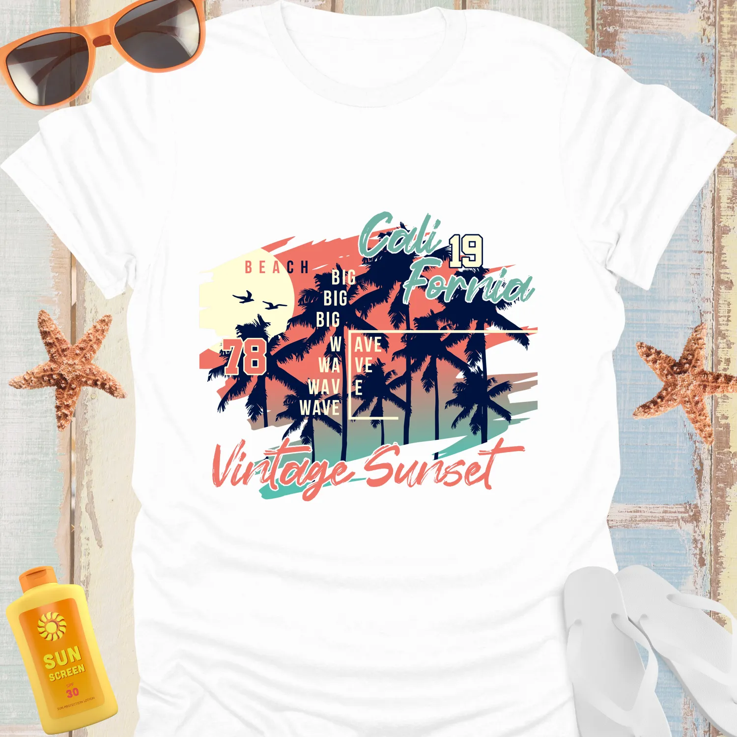 Vintage California Beach Sunset T-Shirt For Surf Lovers