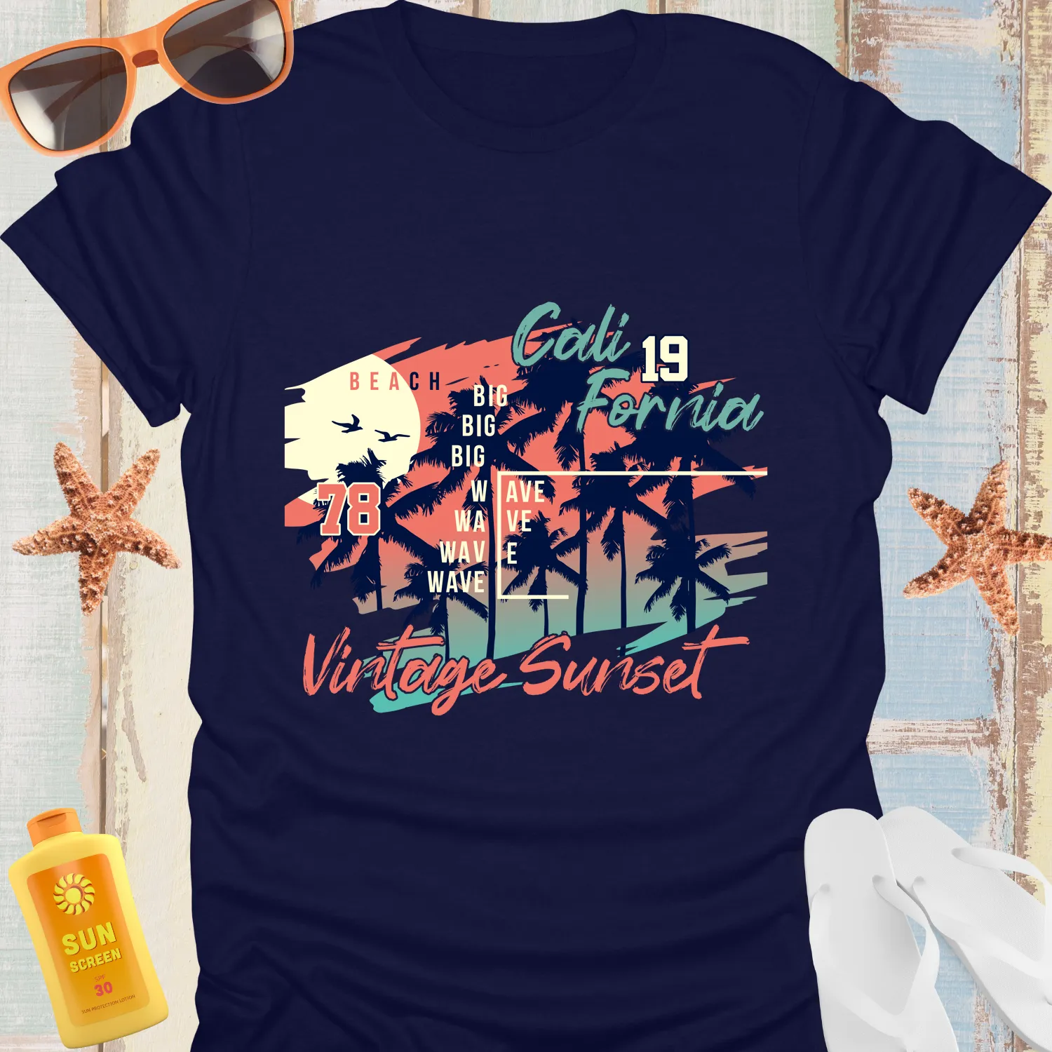 Vintage California Beach Sunset T-Shirt For Surf Lovers