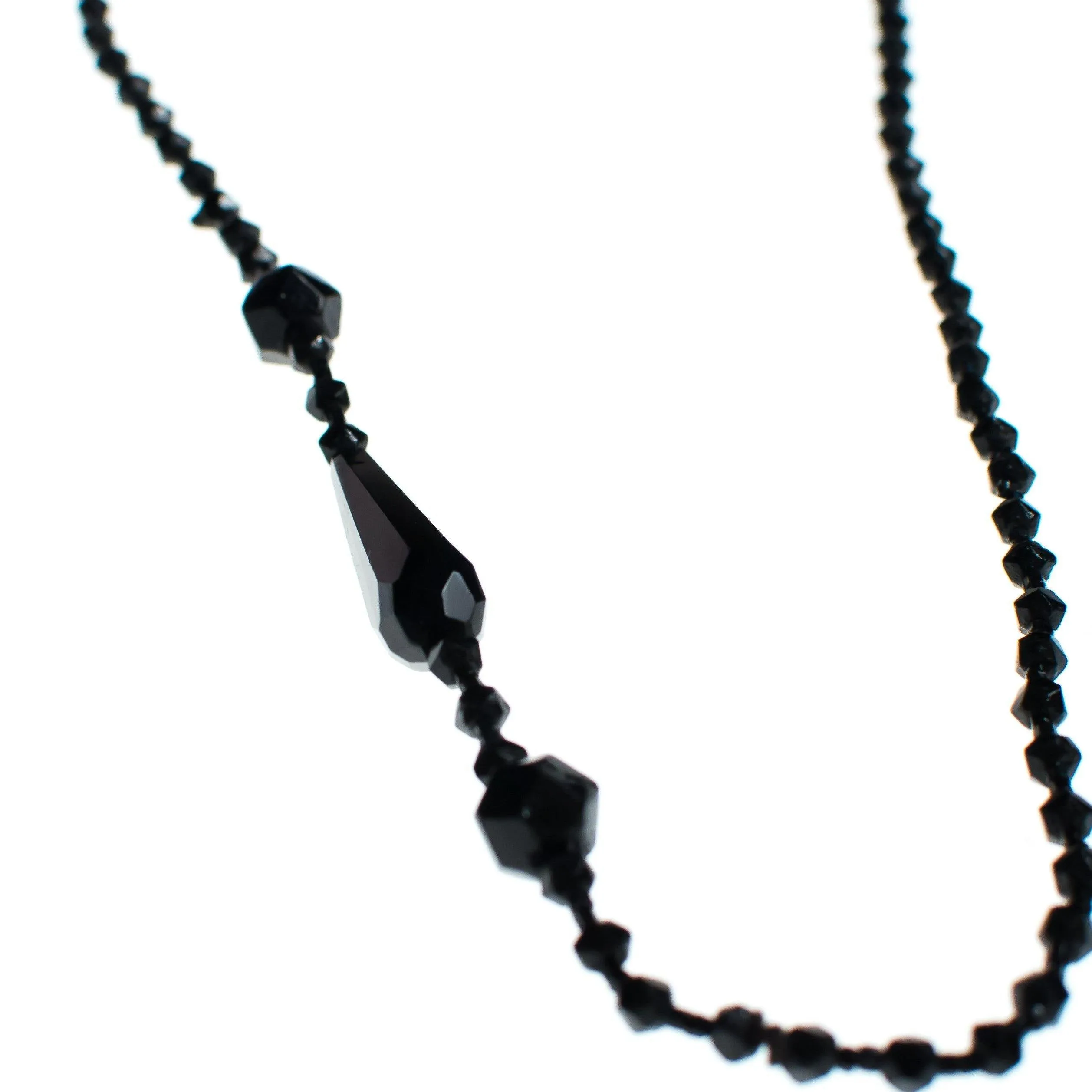Vintage Czech Art Deco Era Faceted Jet Crystal Necklace