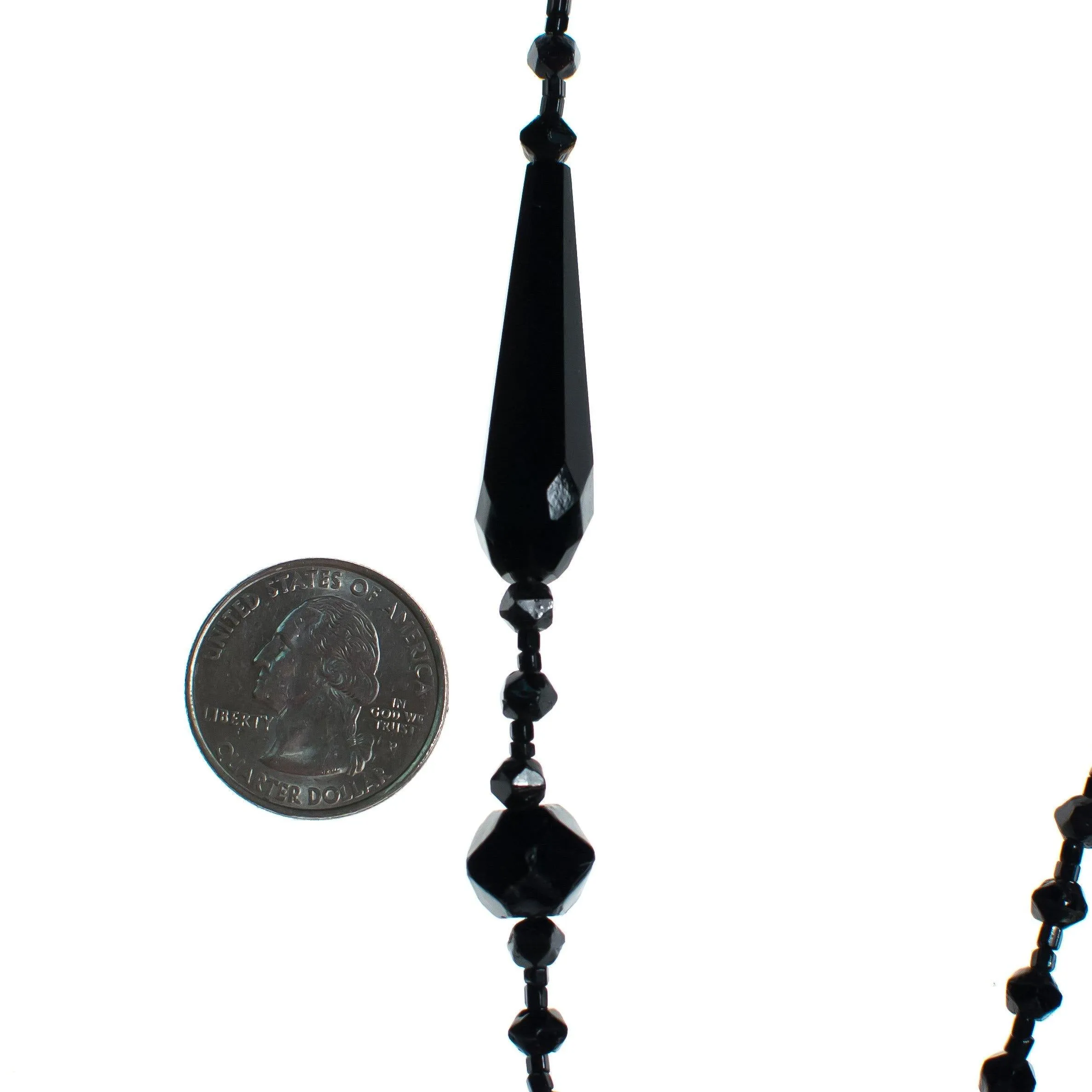 Vintage Czech Art Deco Era Faceted Jet Crystal Necklace