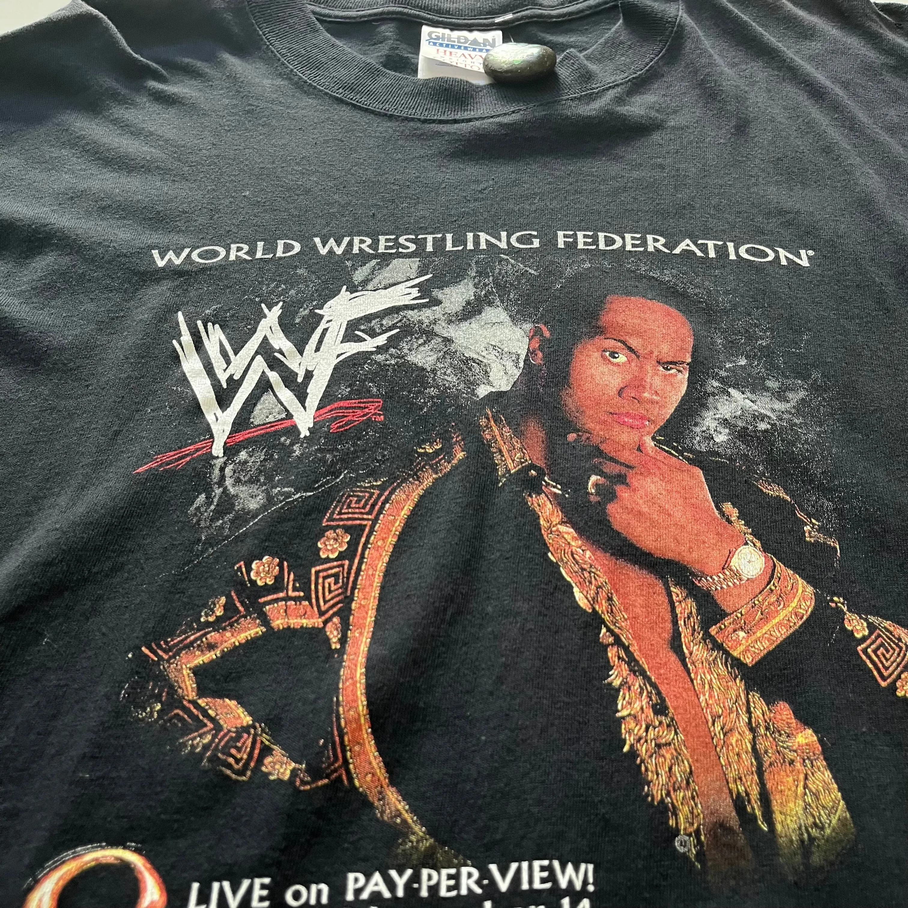 Vintage Gildan '99 WWF 'The Rock' Wrestling Tee - Black