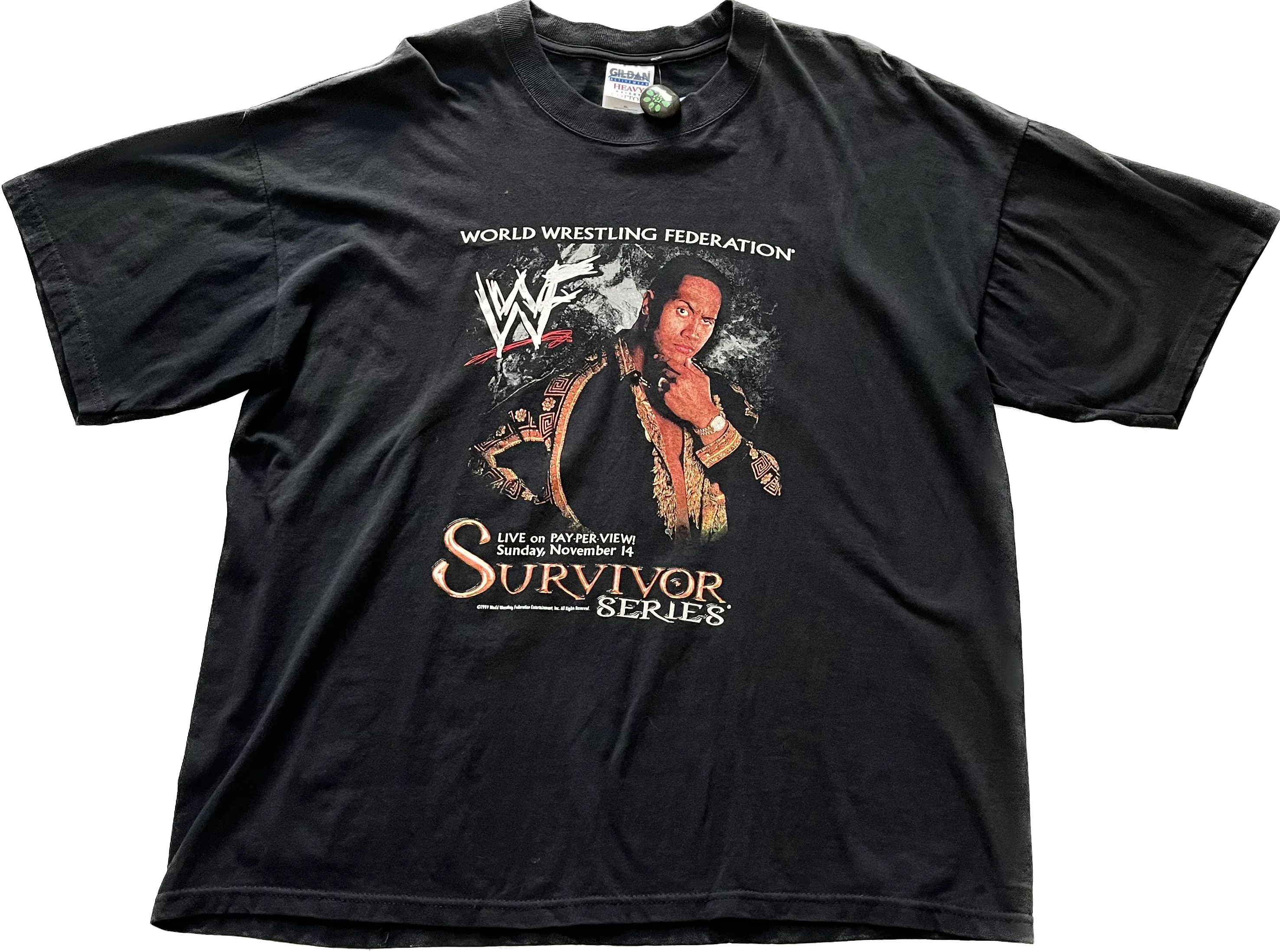 Vintage Gildan '99 WWF 'The Rock' Wrestling Tee - Black