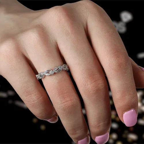 Vintage Leaf & Vine Art Deco Wedding Band