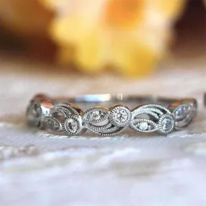 Vintage Leaf & Vine Art Deco Wedding Band