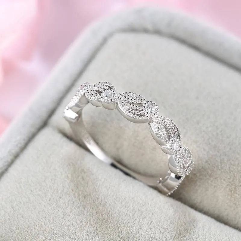 Vintage Leaf & Vine Art Deco Wedding Band