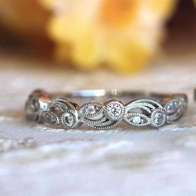 Vintage Leaf & Vine Art Deco Wedding Band