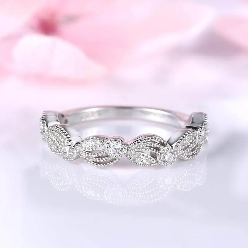 Vintage Leaf & Vine Art Deco Wedding Band