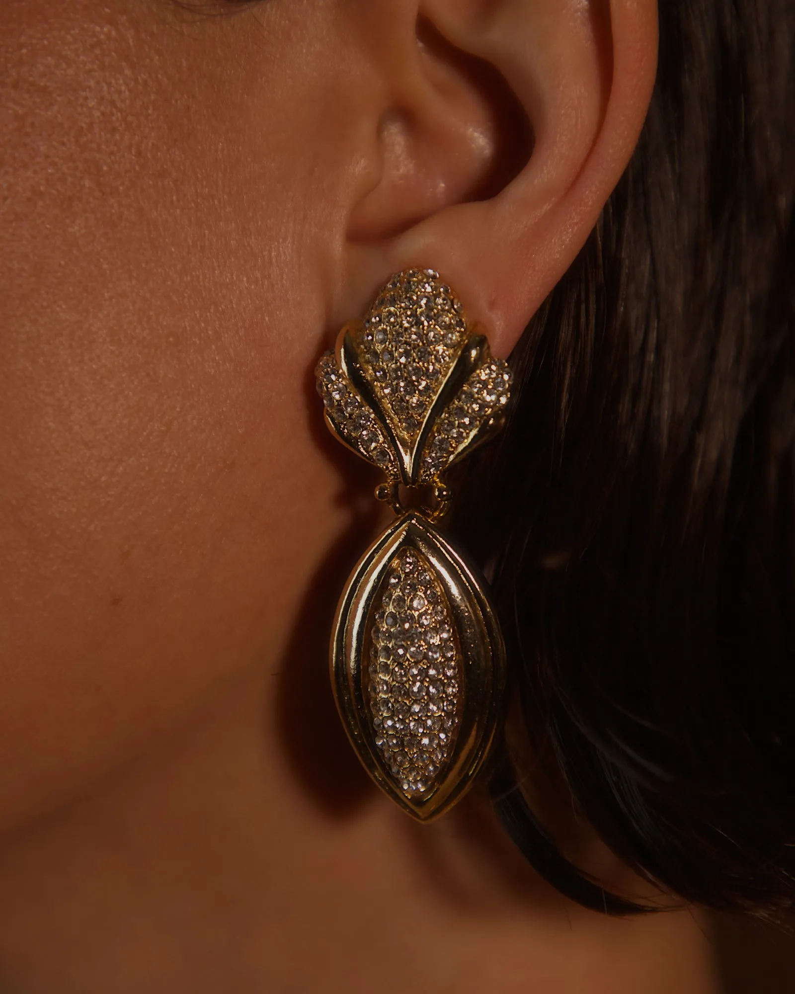 Vintage Pavé Art Deco Drop Earrings