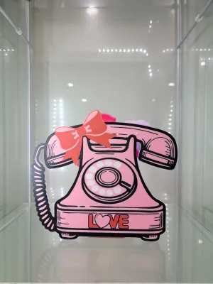 Vintage Pink Telephone 'LOVE' Vanity & Home Decor Makeup Organizer Brush Holder