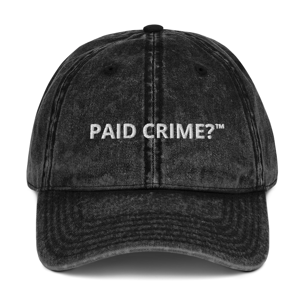 Vintage "Paid Crime" Cotton Twill Cap