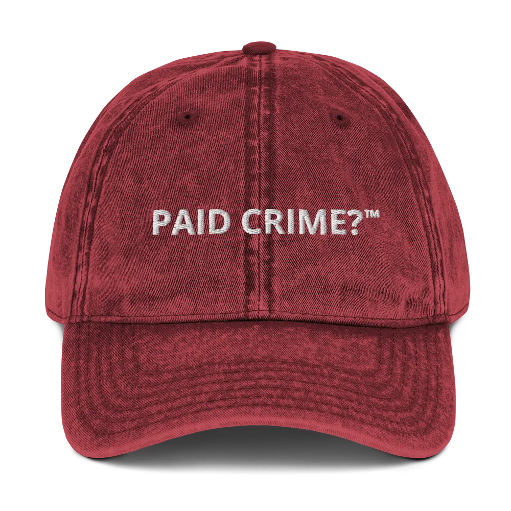 Vintage "Paid Crime" Cotton Twill Cap