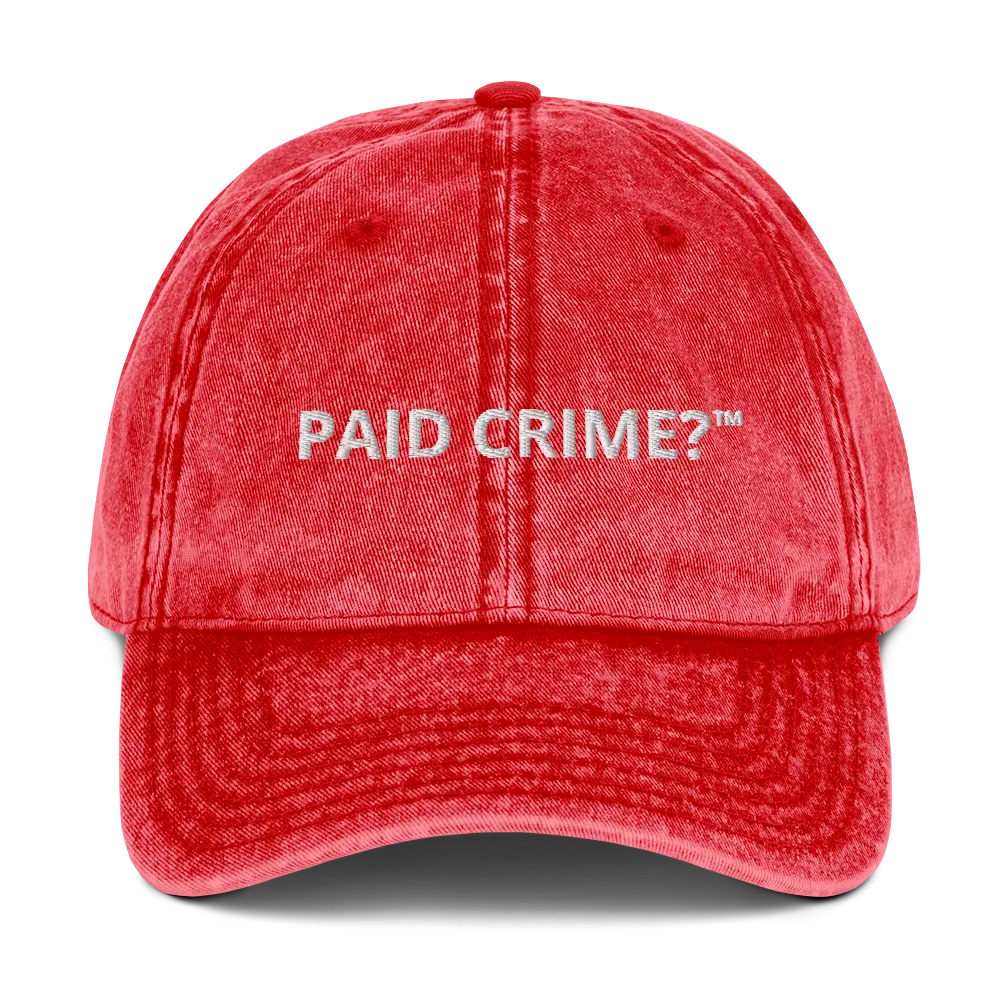 Vintage "Paid Crime" Cotton Twill Cap