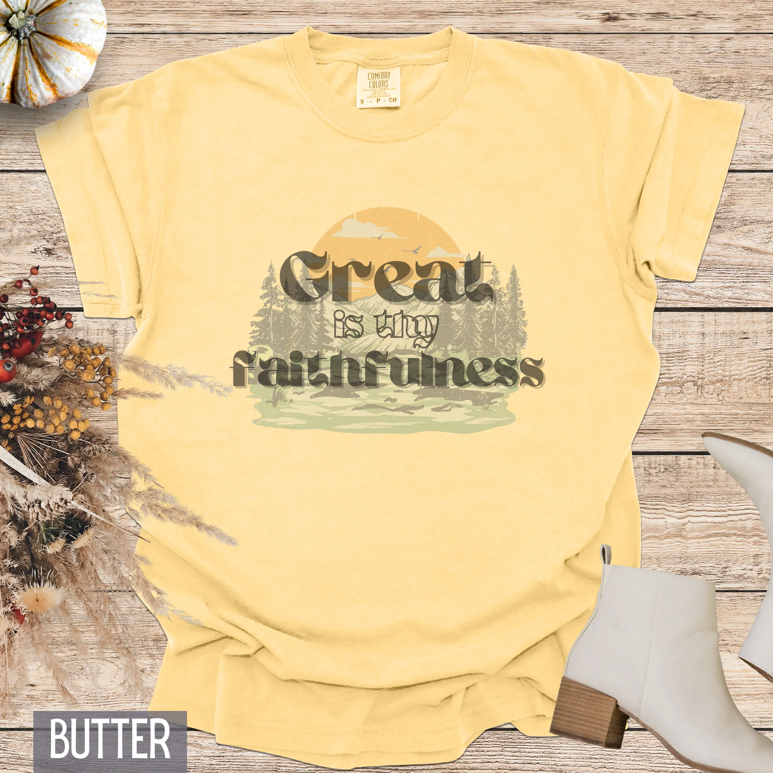 Vintage Retro Great is Thy Faithfulness Custom Design T-shirt