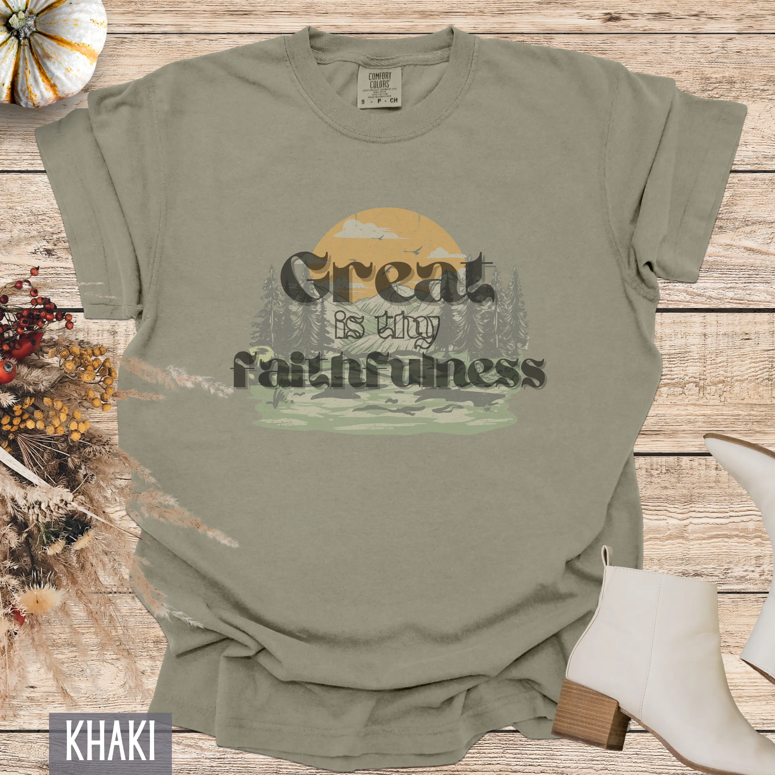 Vintage Retro Great is Thy Faithfulness Custom Design T-shirt