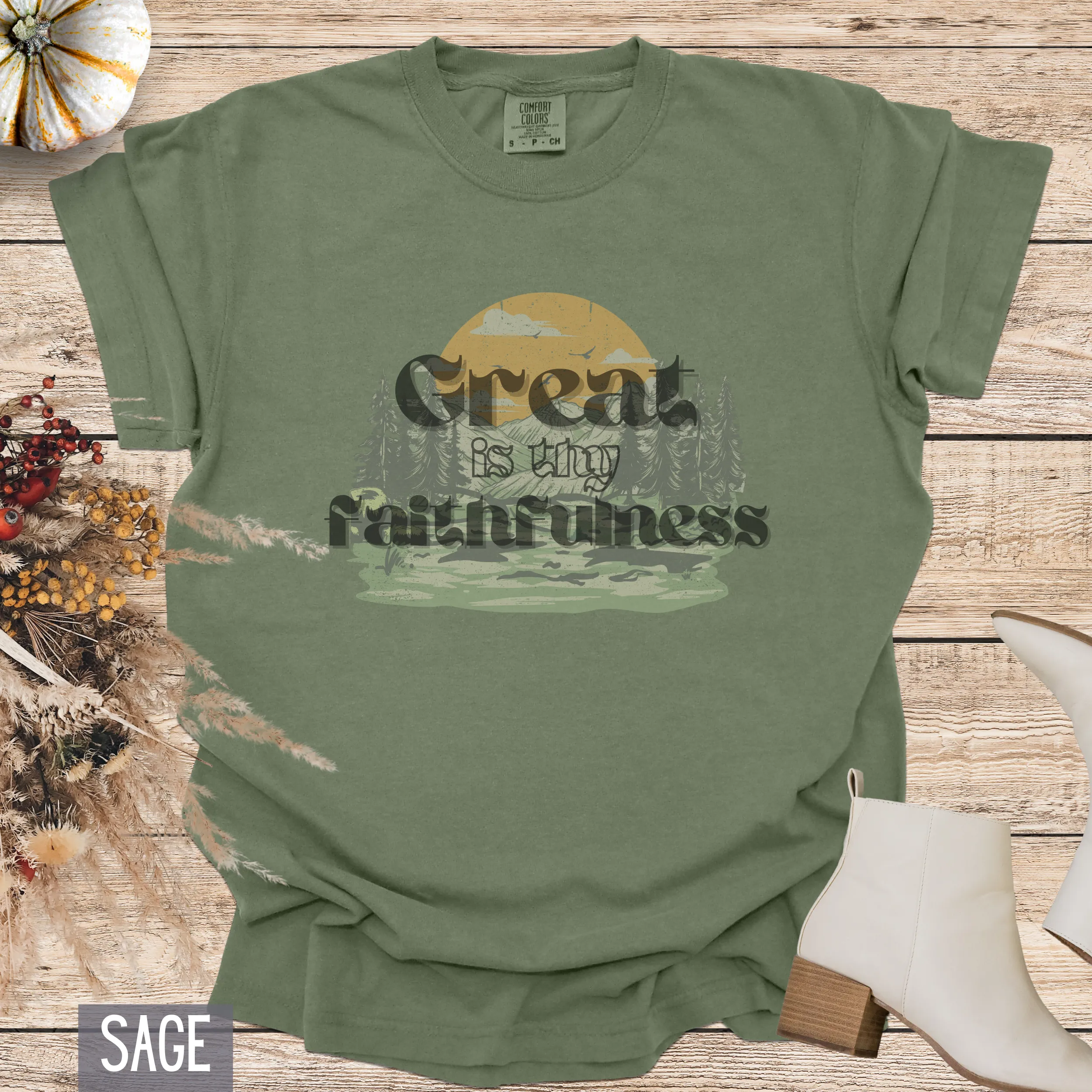 Vintage Retro Great is Thy Faithfulness Custom Design T-shirt