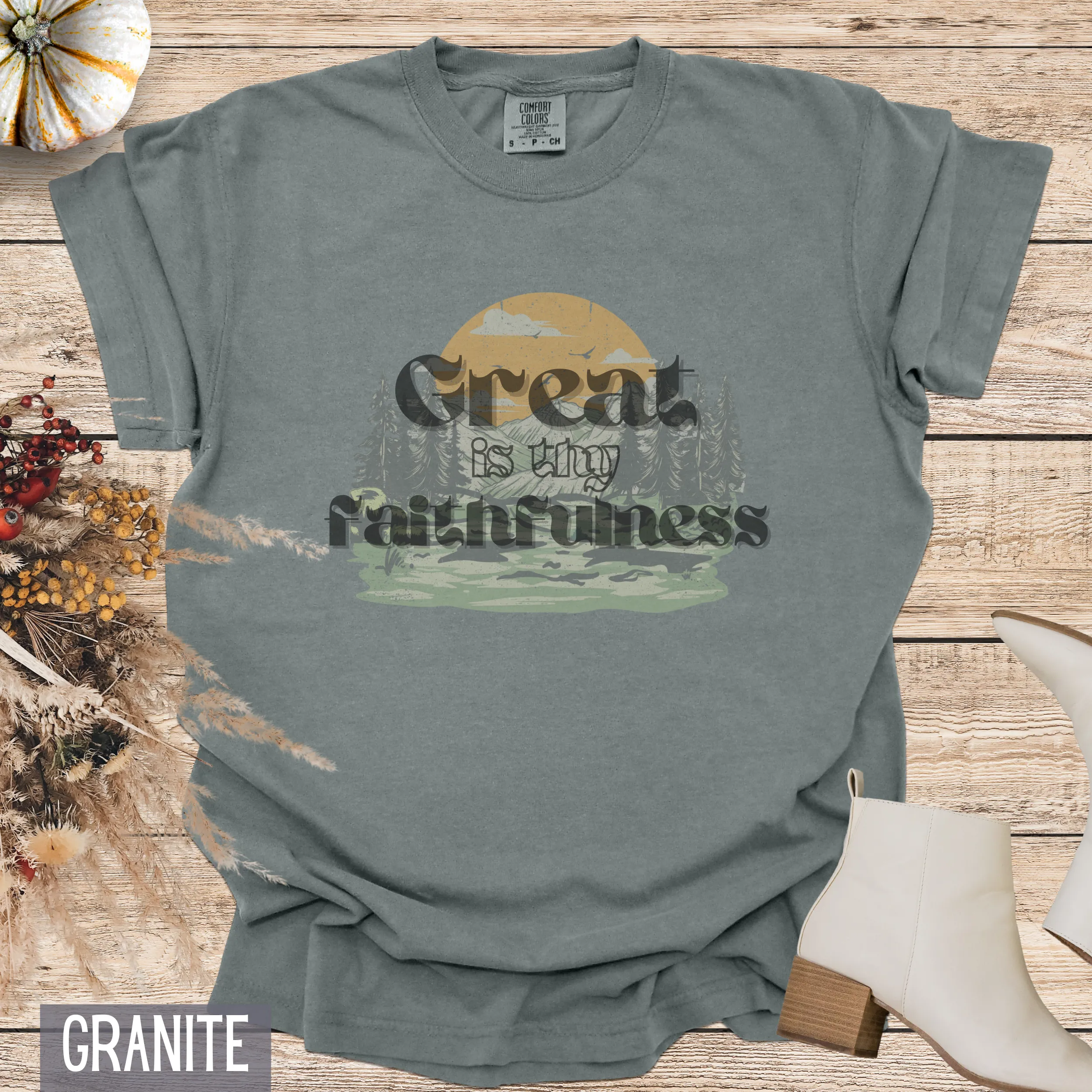 Vintage Retro Great is Thy Faithfulness Custom Design T-shirt