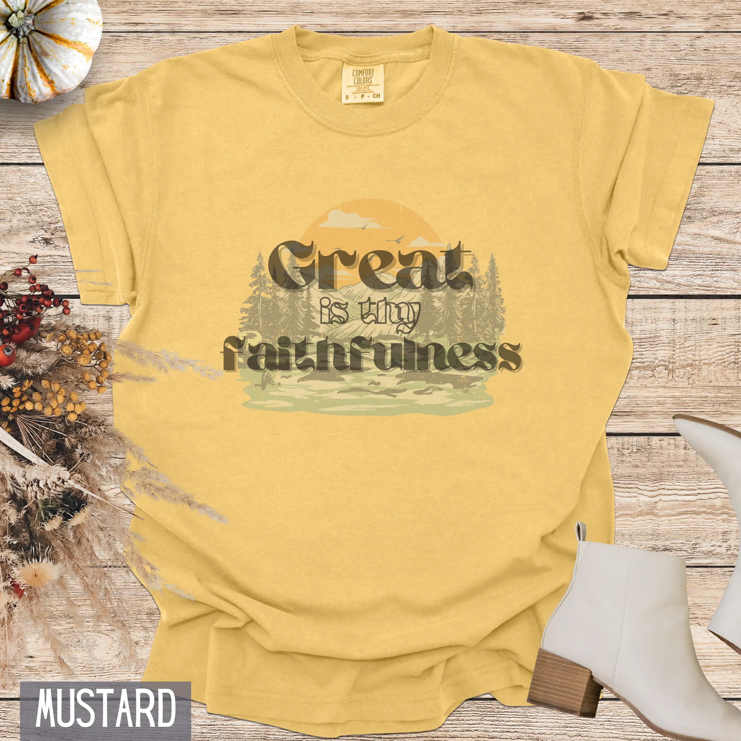 Vintage Retro Great is Thy Faithfulness Custom Design T-shirt