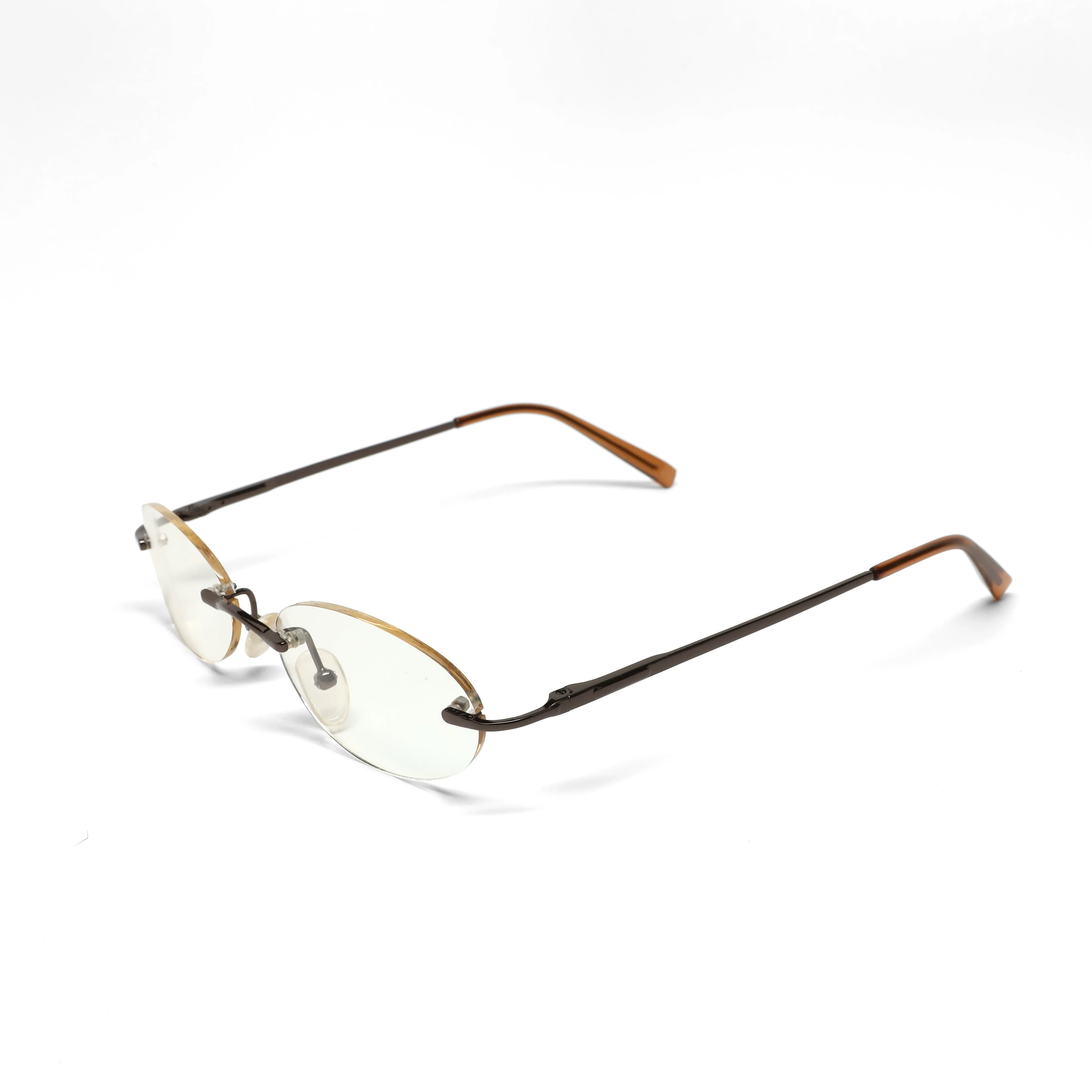 Vintage Small Size 2001 Light Tinted Non Framed Sunglasses - Bronze/Brown