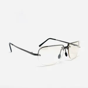 Vintage Standard Sized Frameless Moon Shape Sunglasses - Silver