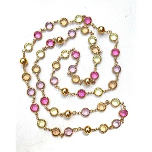 Vintage Swarovski Pastel Bezel-Set Crystal Necklace