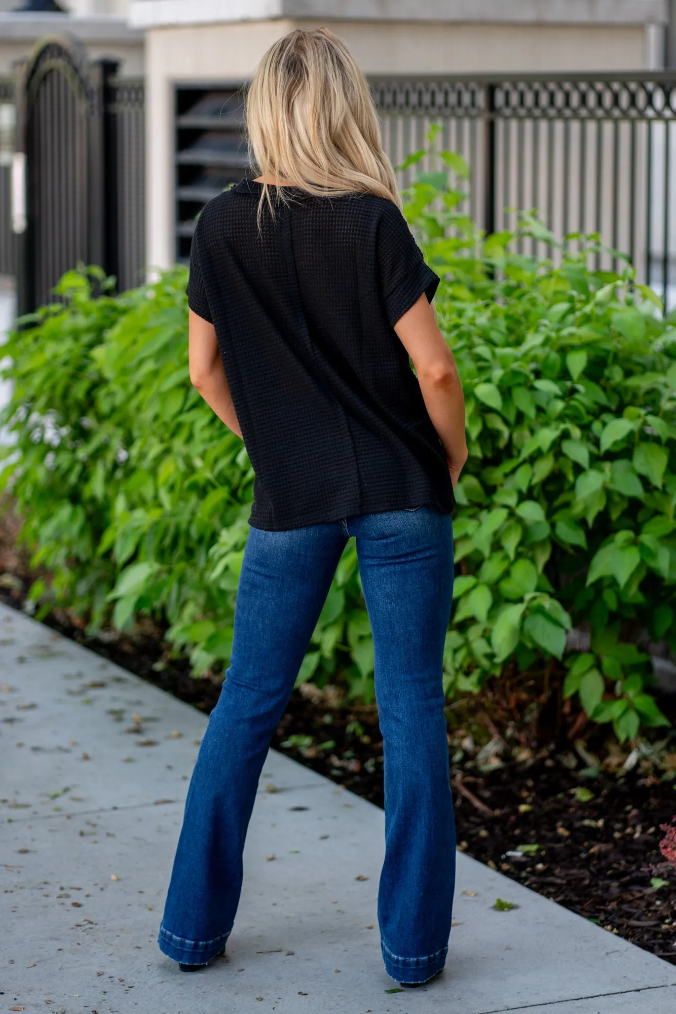 Waffle Exposed-Seam Short Sleeve T-Shirt