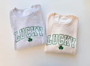 Womens Embroidered Lucky Crewneck Sweatshirt