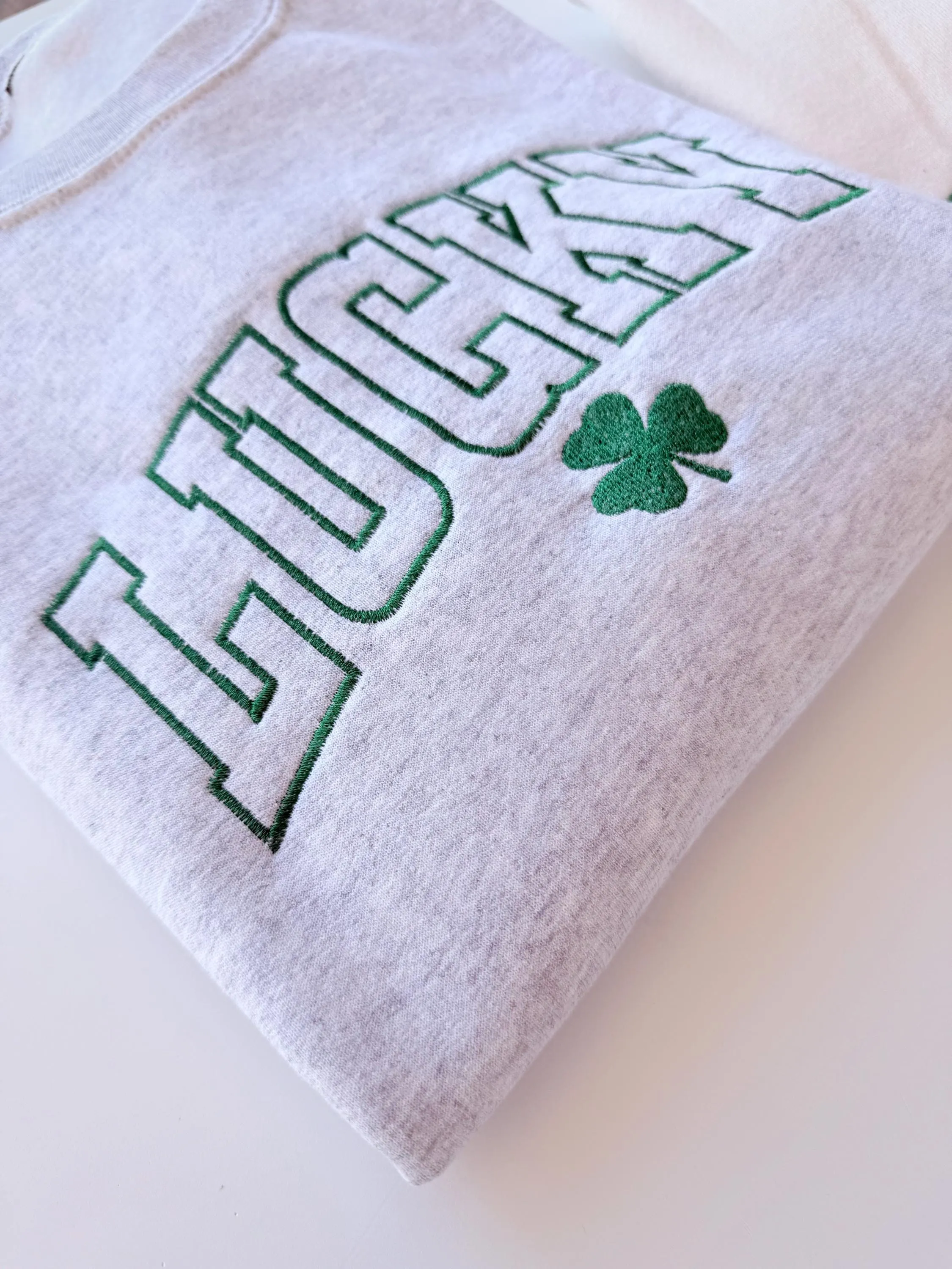 Womens Embroidered Lucky Crewneck Sweatshirt