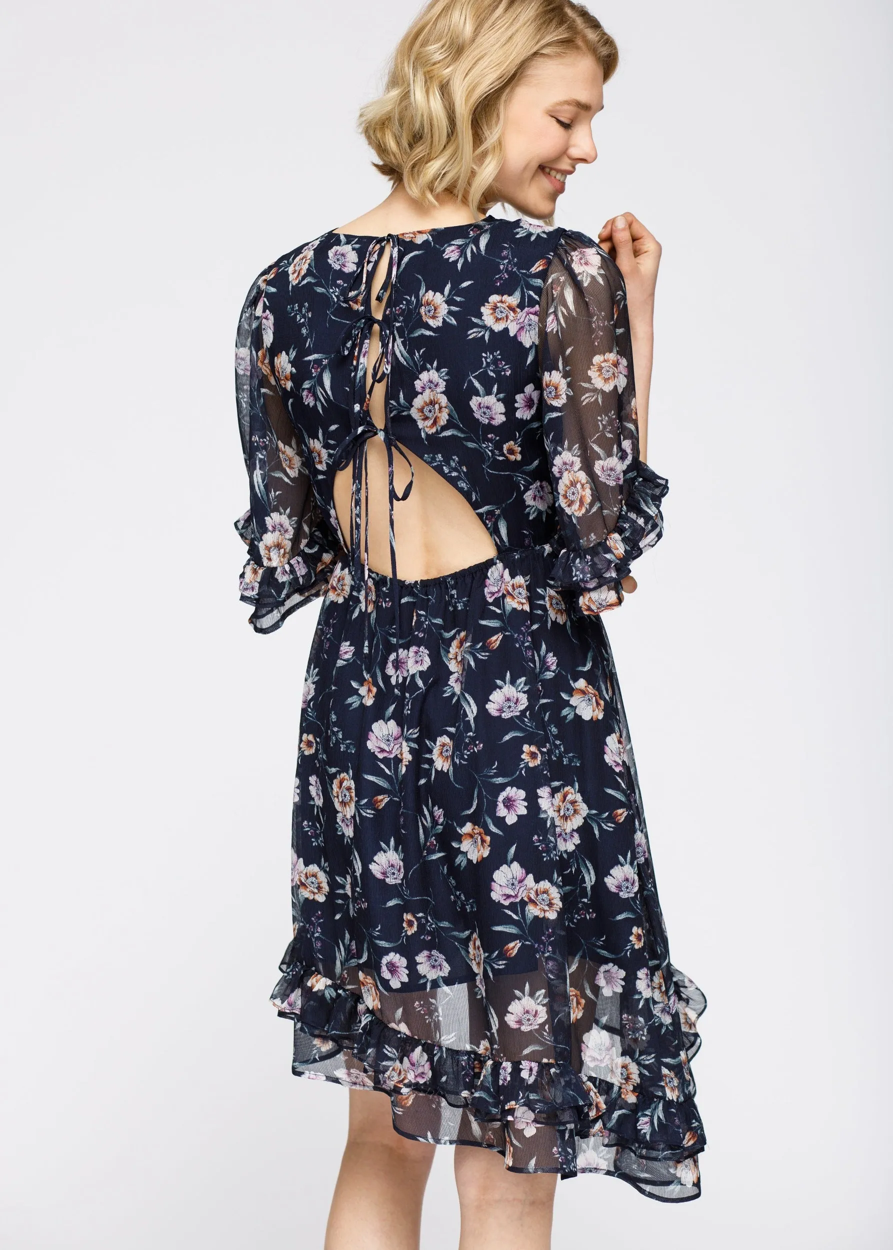 Women's Wax Flower Asymmetrical Hi-Lo Dress