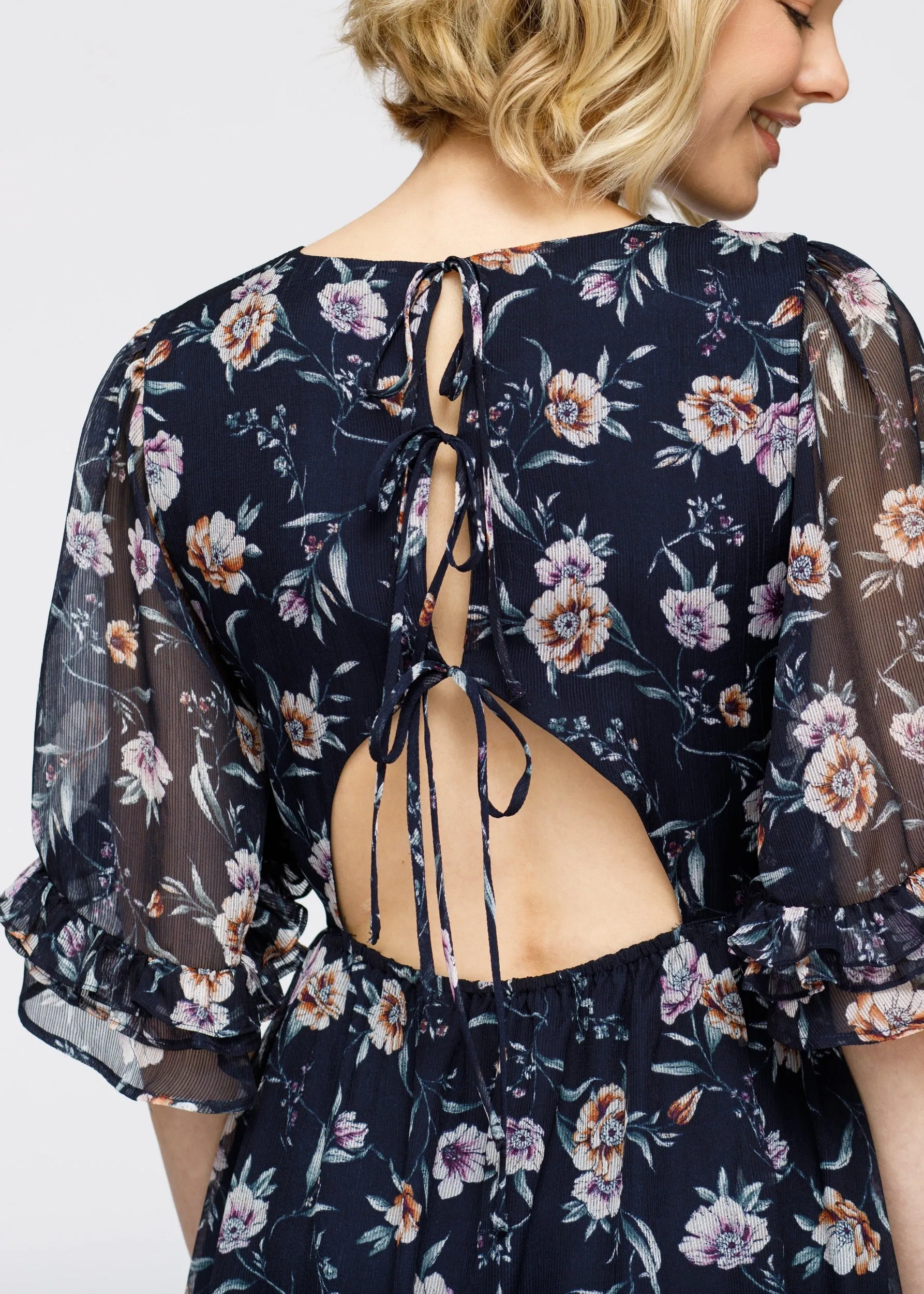Women's Wax Flower Asymmetrical Hi-Lo Dress