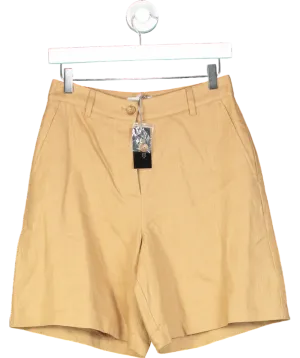 WYSE LONDON Tan Silvia Linen Blend Shorts UK 8