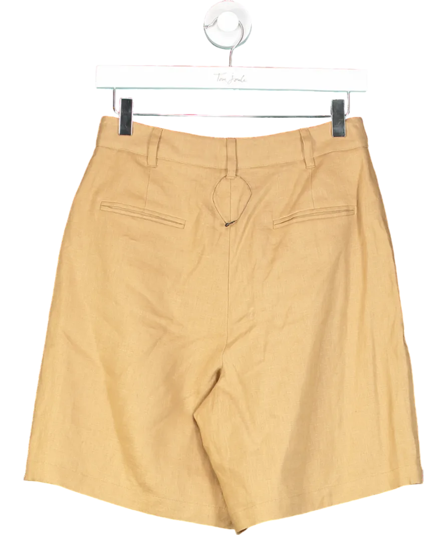 WYSE LONDON Tan Silvia Linen Blend Shorts UK 8