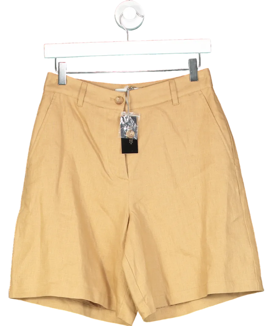 WYSE LONDON Tan Silvia Linen Blend Shorts UK 8