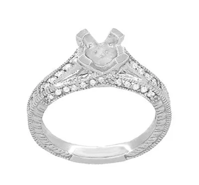 X & O Kisses Platinum 1 Carat Diamond Engagement Ring Semimount for a Round or Asscher Cut